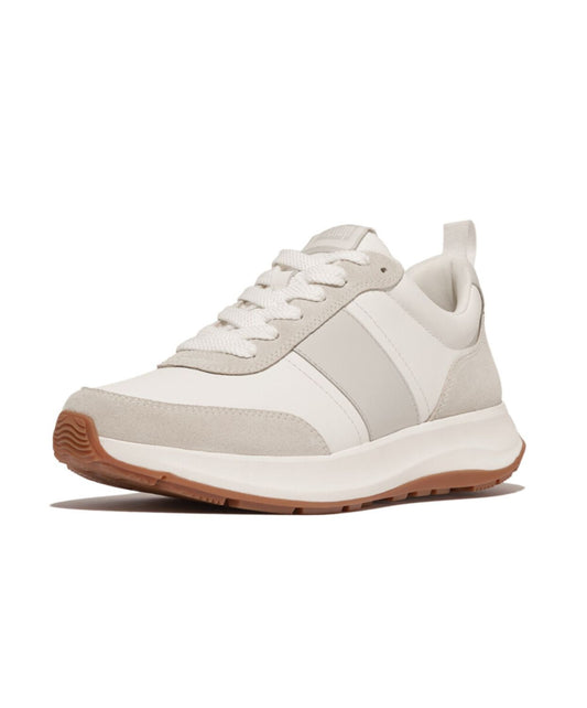 Fitflop F-Mode Flow Leather Mens Suede Sneaker Urban White/ Artic Grey