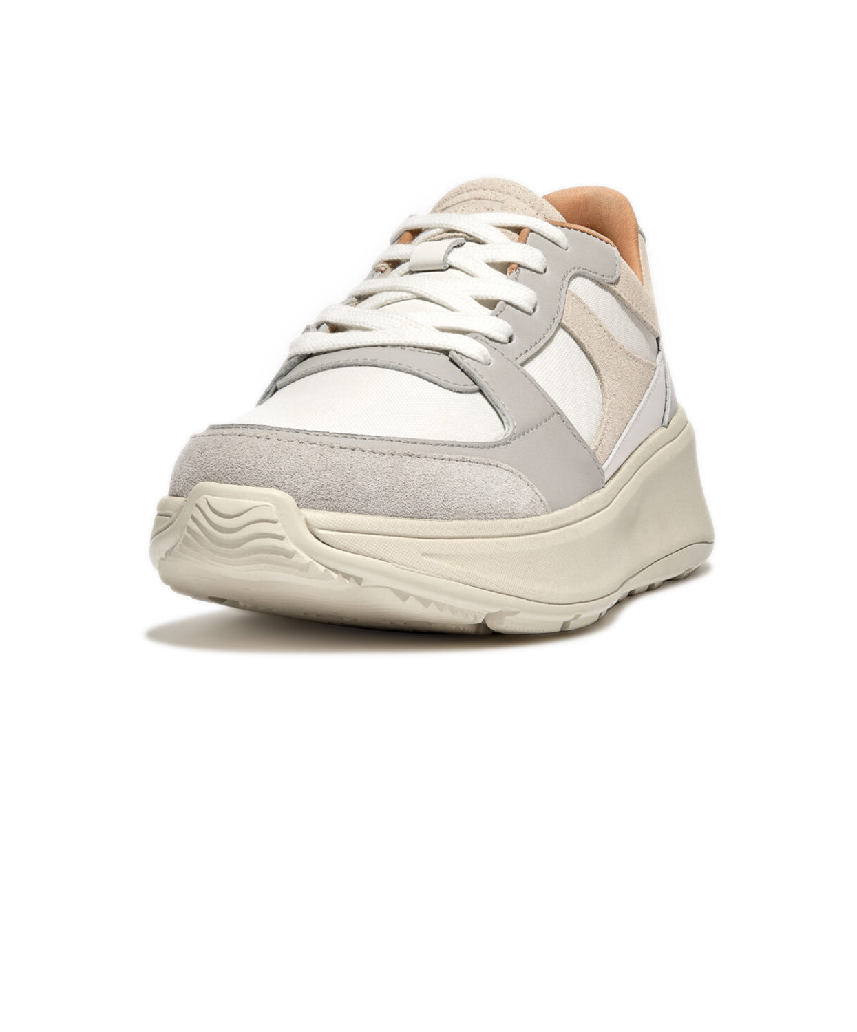 FitFlop F-mode Leather/Suede Flatform Sneakers Grey