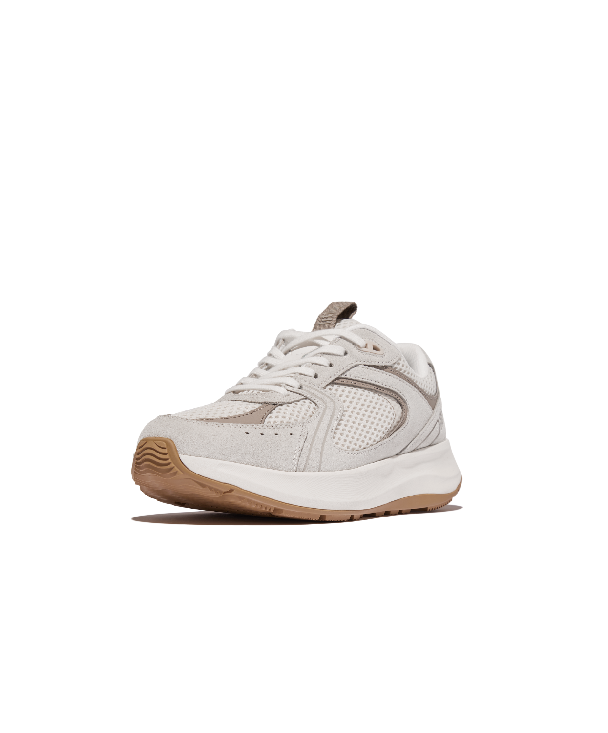 FitFlop F-Mode Flow Suede Mesh Leather Flatform Sneaker Urban White