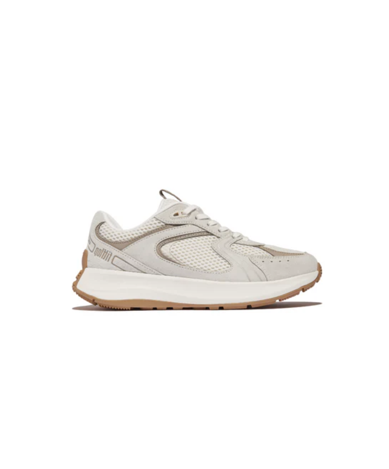 FitFlop F-Mode Flow Suede Mesh Leather Flatform Sneaker Urban White