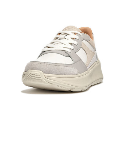 FitFlop F-mode Leather/Suede Flatform Sneakers Grey